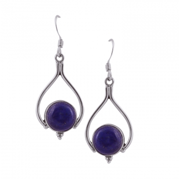 Blue Lapis Lazuli round casual earrings